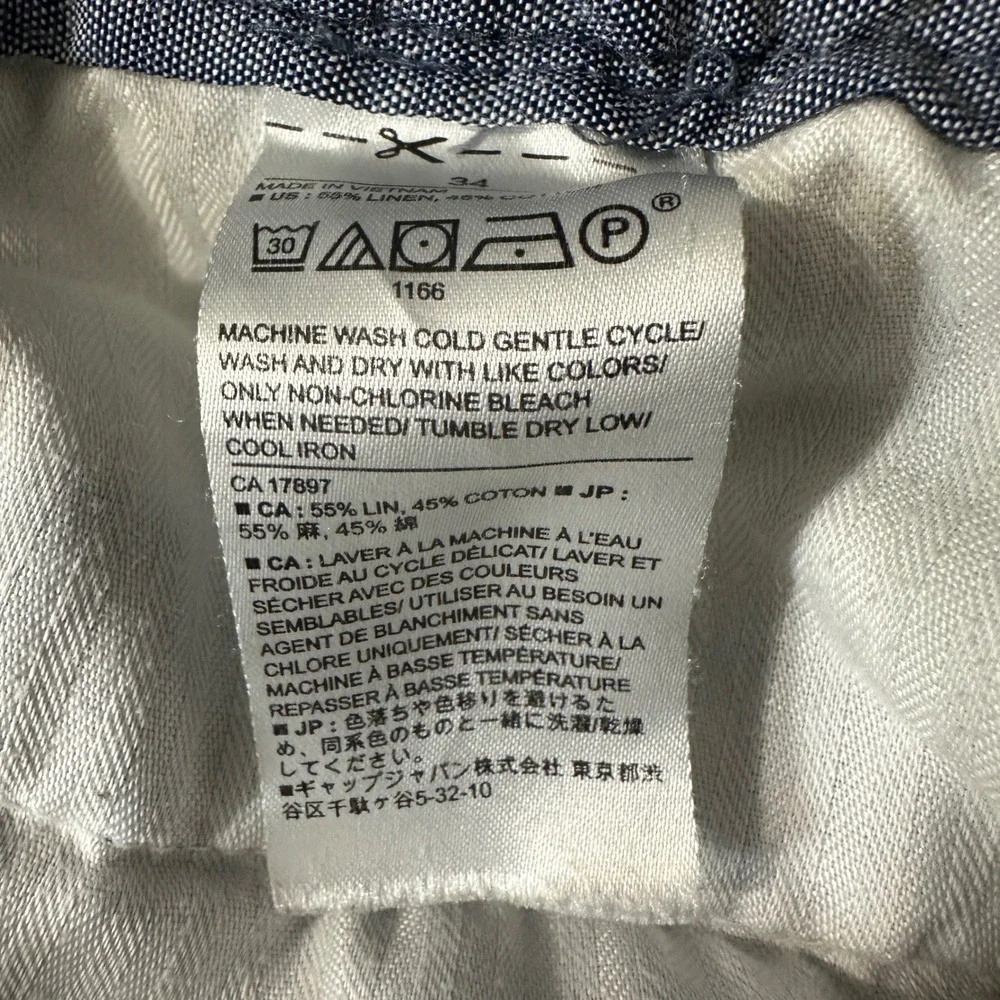 Banana Republic Aiden Shorts Linen Cotton Blue Summer‎ Preppy Coastal Men 34